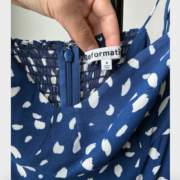 Reformation Juliette Blue & White Midi Dress in Moray - Size 4 - Picture 9 of 14